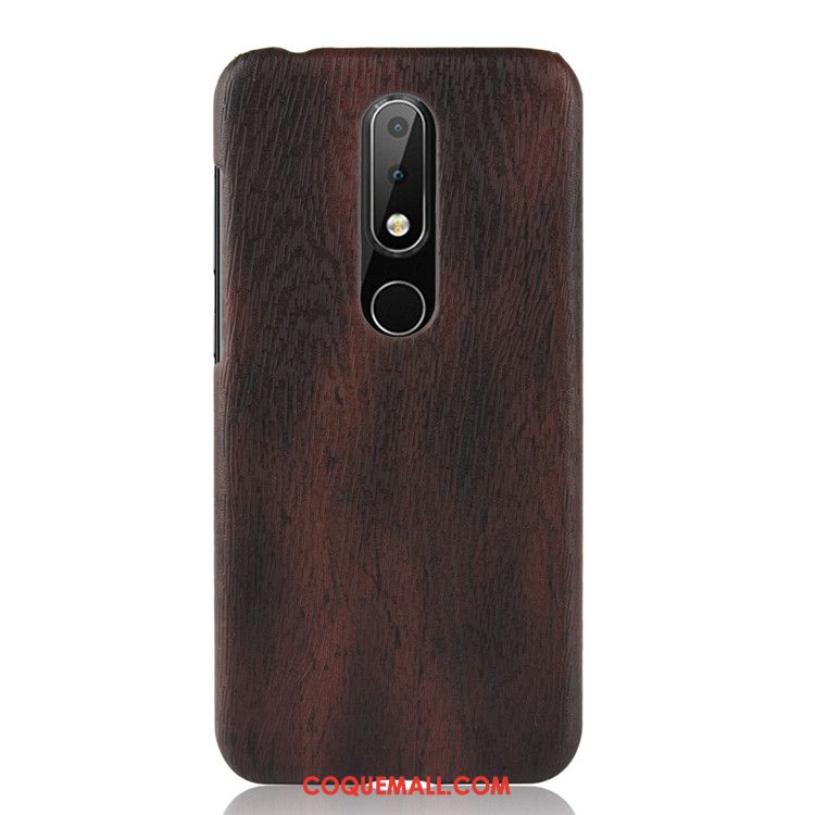 Étui Nokia 6.1 Téléphone Portable Grain De Bois Violet, Coque Nokia 6.1 Protection Difficile