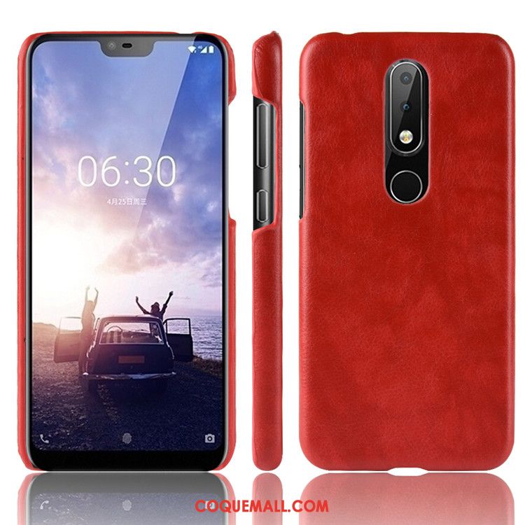 Étui Nokia 6.1 Téléphone Portable Tendance Litchi, Coque Nokia 6.1 Difficile Modèle Fleurie