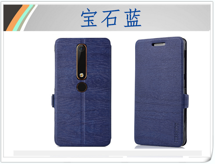 Étui Nokia 6.1 Téléphone Portable Étui En Cuir Bleu, Coque Nokia 6.1 Protection