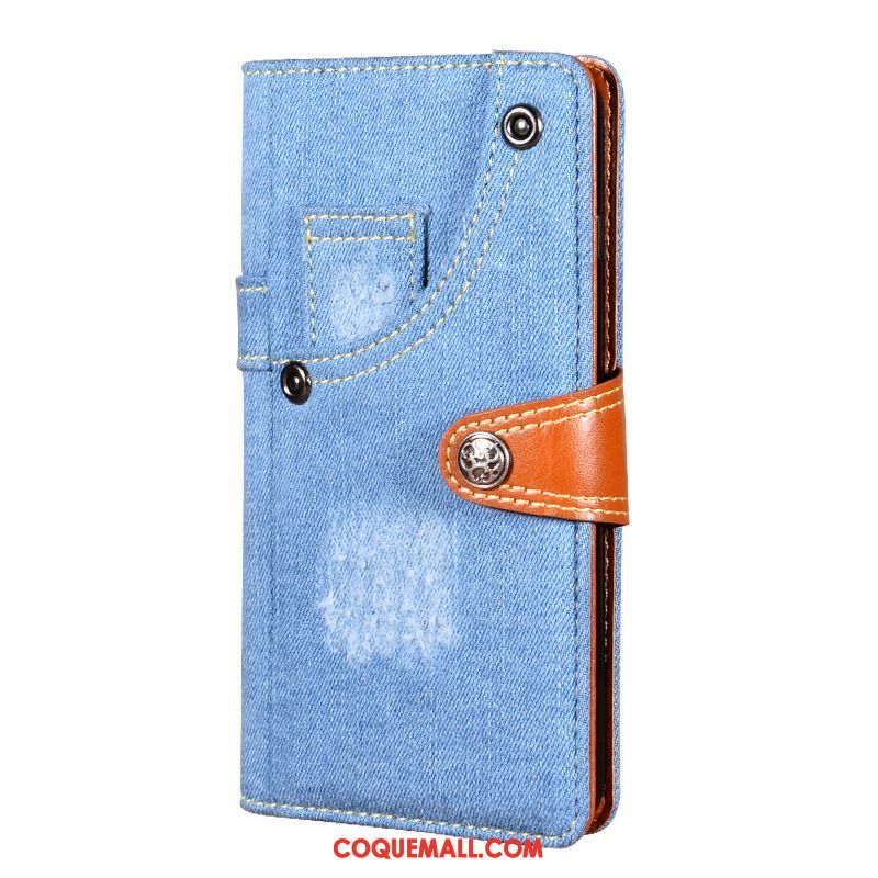 Étui Nokia 6.2 En Cuir Bleu Marin Protection, Coque Nokia 6.2 En Denim Support