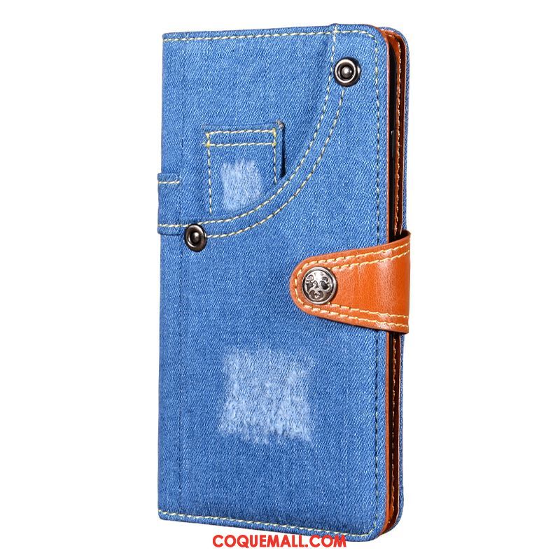 Étui Nokia 6.2 En Cuir Bleu Marin Protection, Coque Nokia 6.2 En Denim Support