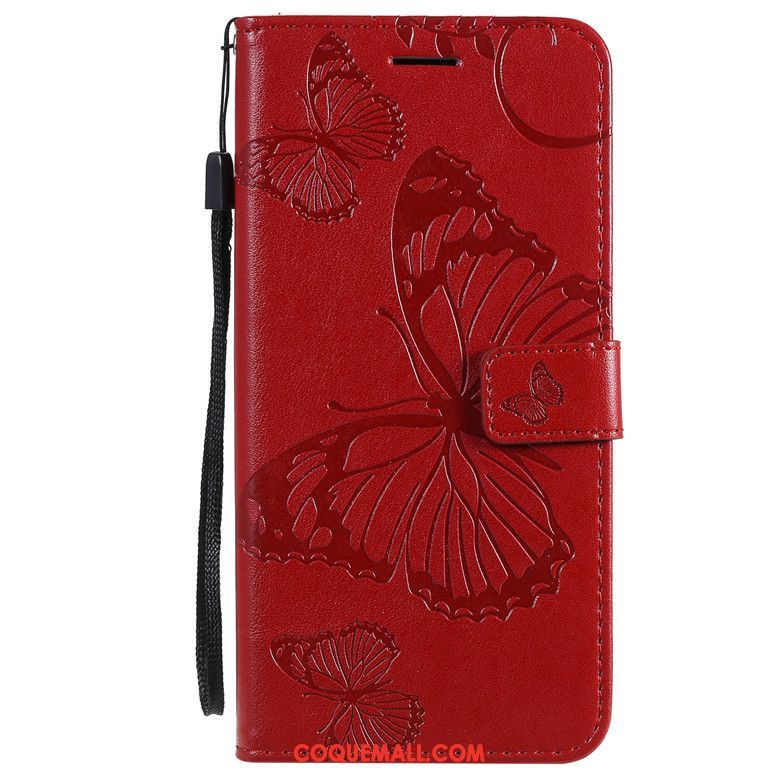 Étui Nokia 6.2 Protection Clamshell Bleu, Coque Nokia 6.2 En Cuir Fleurs De Papillons