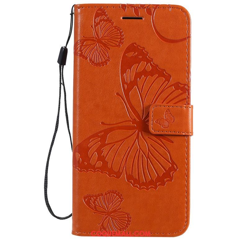 Étui Nokia 6.2 Protection Clamshell Bleu, Coque Nokia 6.2 En Cuir Fleurs De Papillons