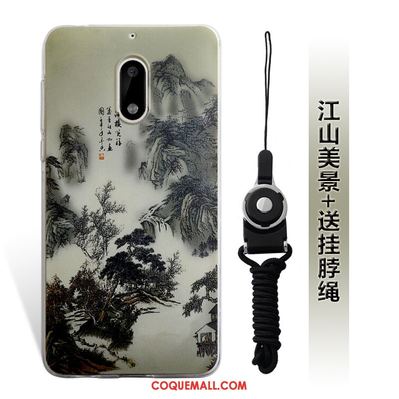 Étui Nokia 6 Gaufrage Ornements Suspendus Rose, Coque Nokia 6 Silicone Incassable