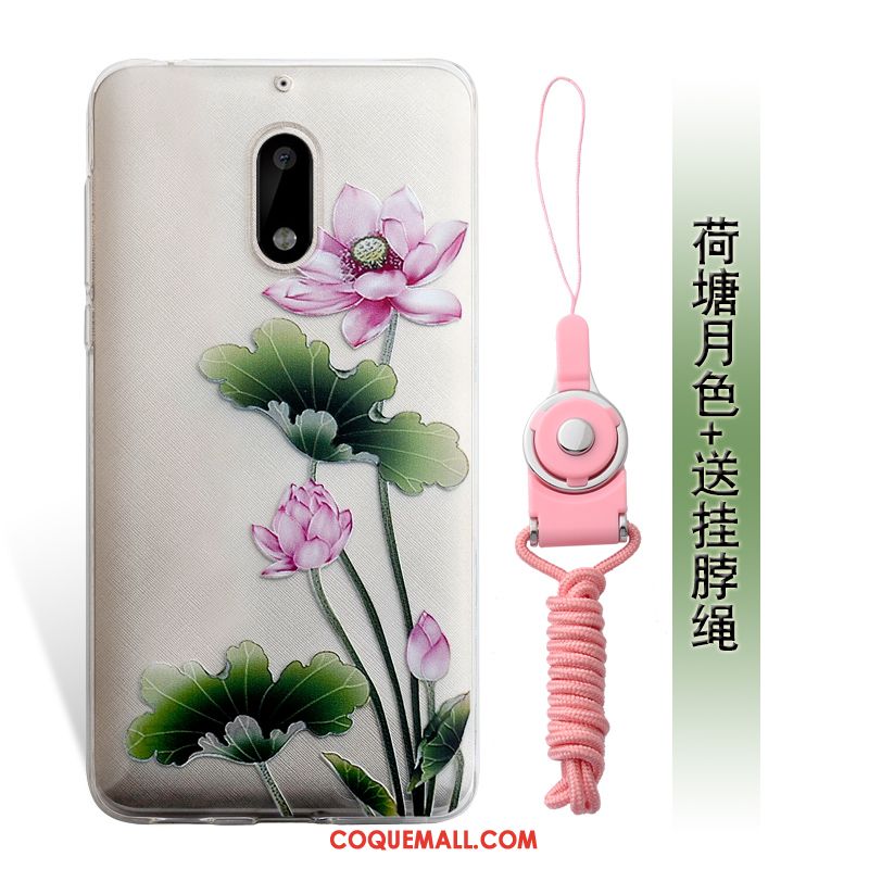 Étui Nokia 6 Gaufrage Ornements Suspendus Rose, Coque Nokia 6 Silicone Incassable