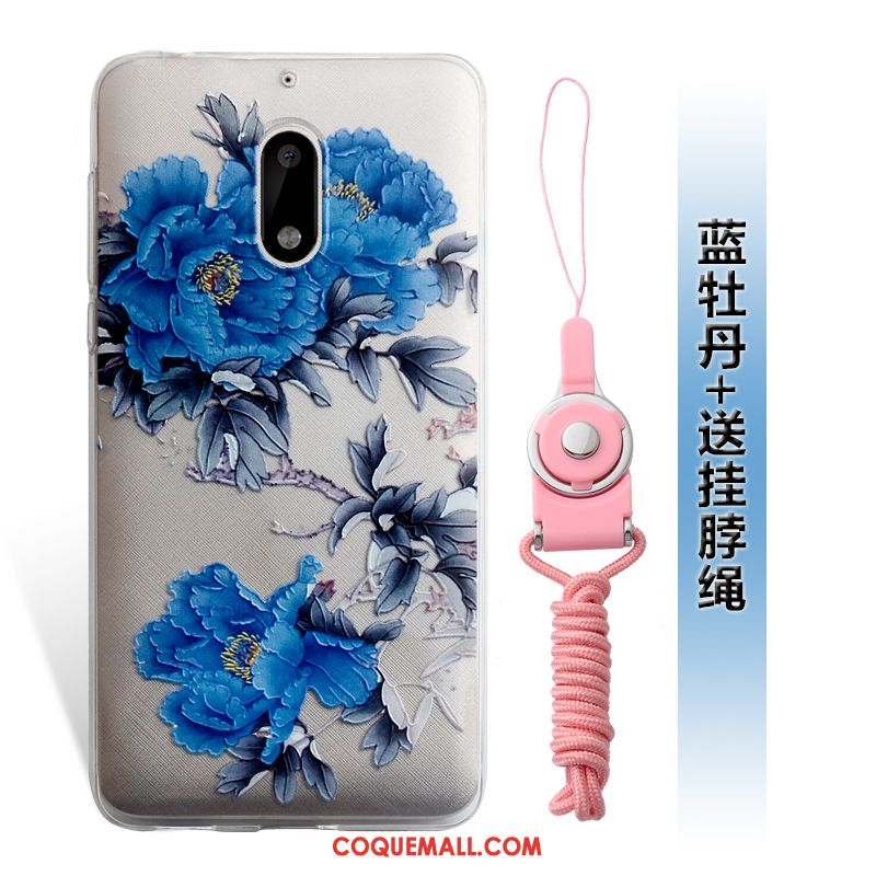 Étui Nokia 6 Gaufrage Ornements Suspendus Rose, Coque Nokia 6 Silicone Incassable