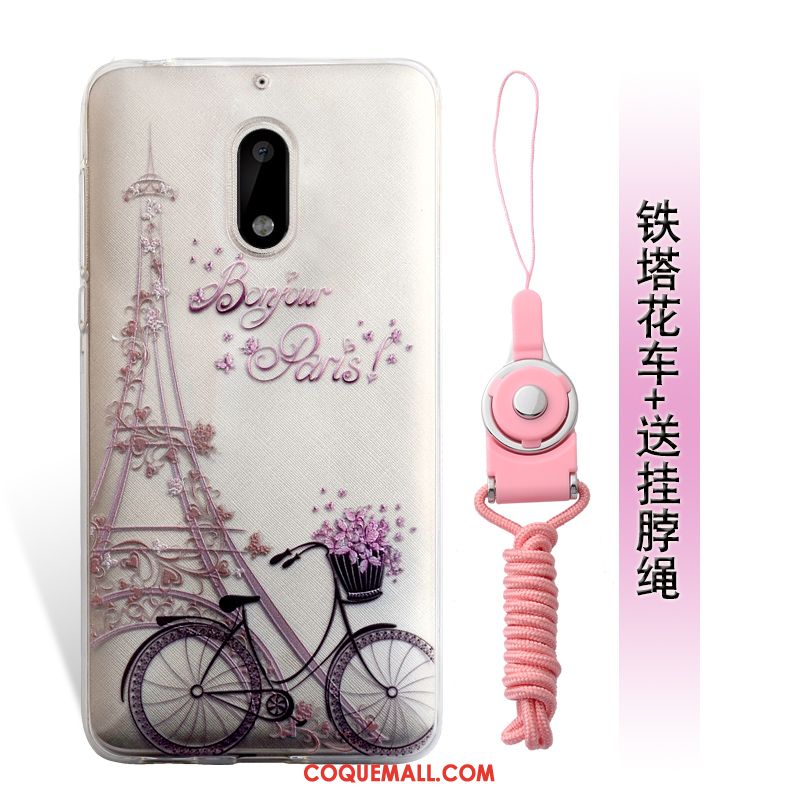 Étui Nokia 6 Gaufrage Ornements Suspendus Rose, Coque Nokia 6 Silicone Incassable