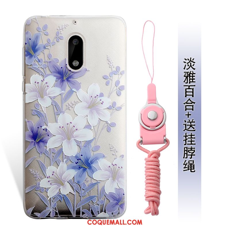 Étui Nokia 6 Gaufrage Ornements Suspendus Rose, Coque Nokia 6 Silicone Incassable