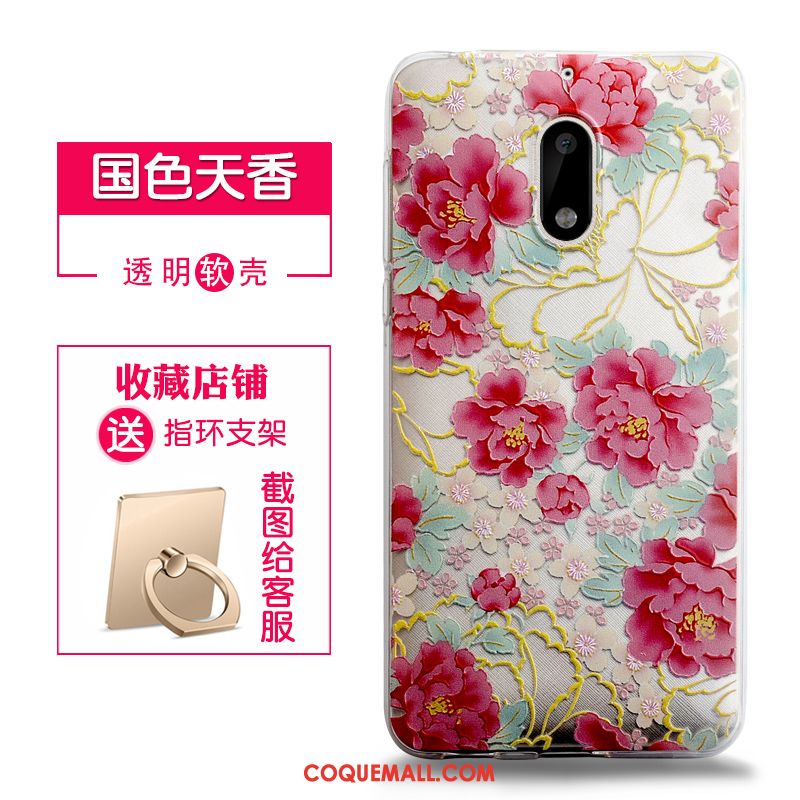 Étui Nokia 6 Gaufrage Transparent Rose, Coque Nokia 6 Fluide Doux Protection