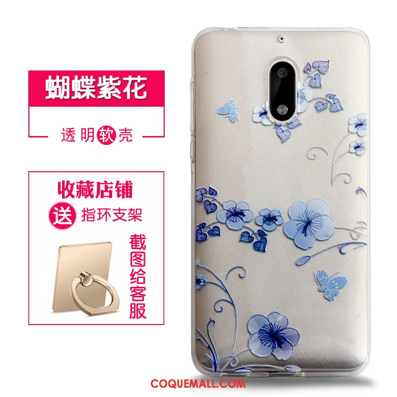 Étui Nokia 6 Gaufrage Transparent Rose, Coque Nokia 6 Fluide Doux Protection