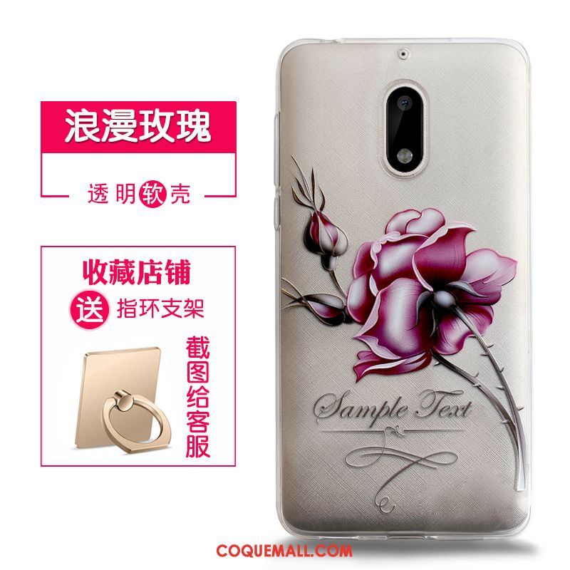 Étui Nokia 6 Gaufrage Transparent Rose, Coque Nokia 6 Fluide Doux Protection