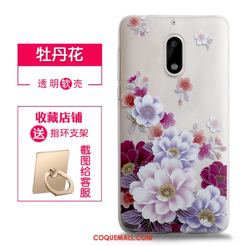 Étui Nokia 6 Gaufrage Transparent Rose, Coque Nokia 6 Fluide Doux Protection