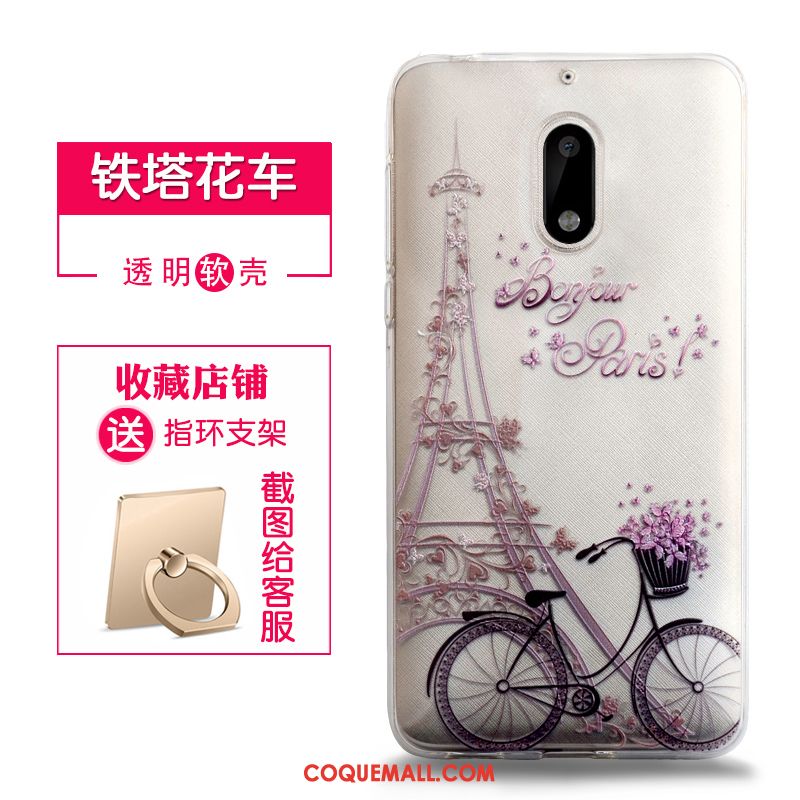 Étui Nokia 6 Gaufrage Transparent Rose, Coque Nokia 6 Fluide Doux Protection