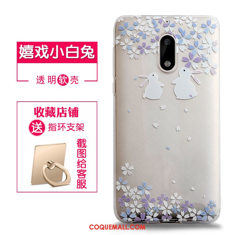 Étui Nokia 6 Gaufrage Transparent Rose, Coque Nokia 6 Fluide Doux Protection