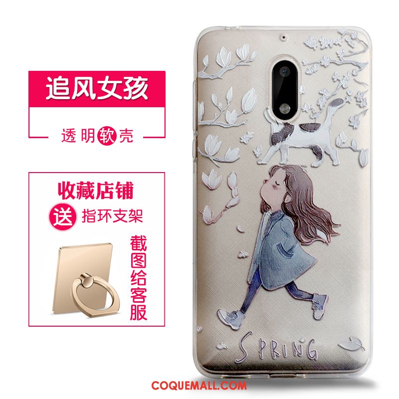 Étui Nokia 6 Gaufrage Transparent Rose, Coque Nokia 6 Fluide Doux Protection