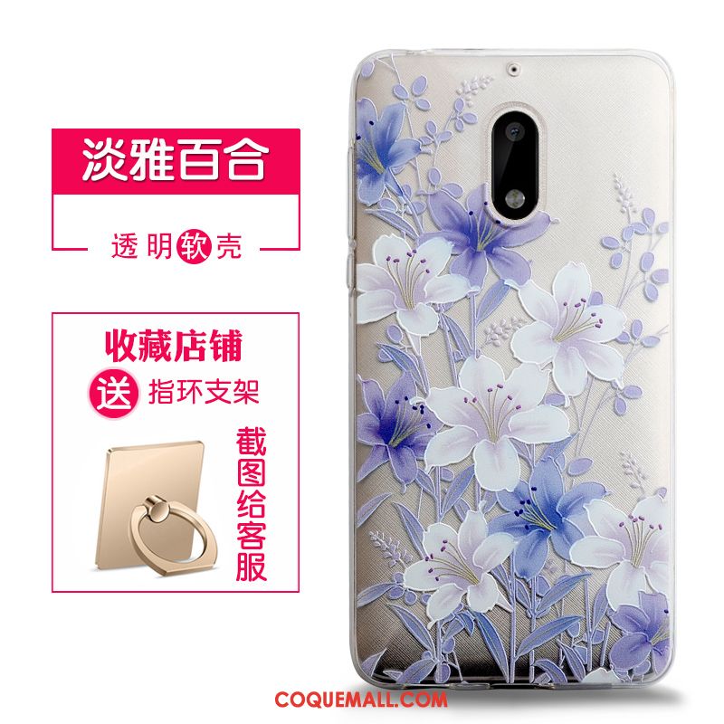 Étui Nokia 6 Gaufrage Transparent Rose, Coque Nokia 6 Fluide Doux Protection