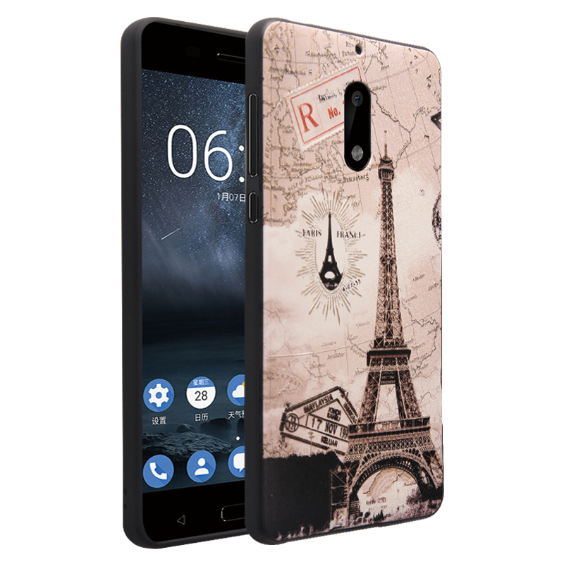 Étui Nokia 6 Incassable Gaufrage Dessin Animé, Coque Nokia 6 Téléphone Portable Silicone