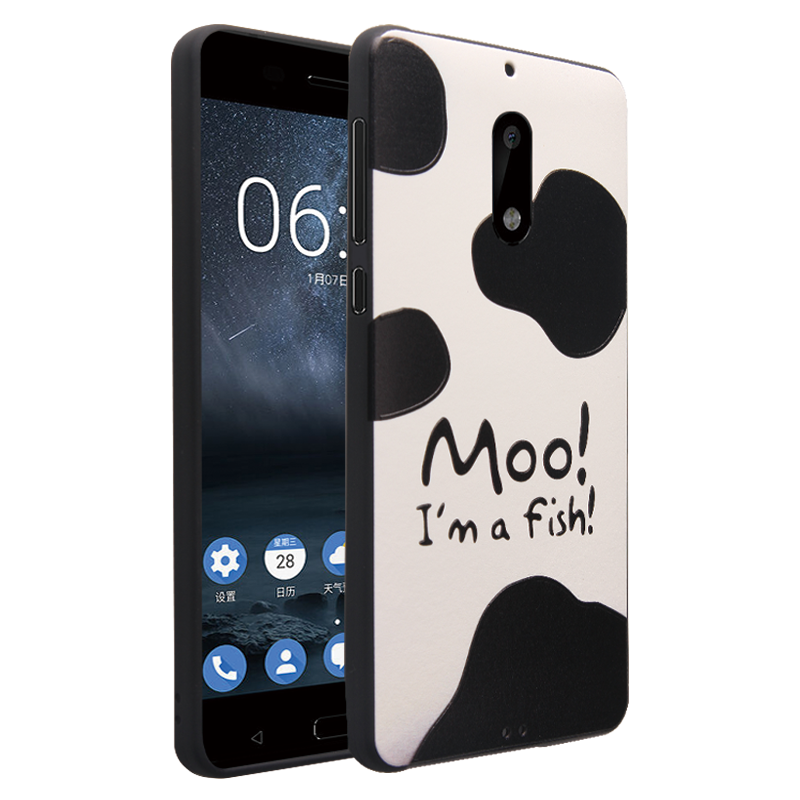 Étui Nokia 6 Incassable Gaufrage Dessin Animé, Coque Nokia 6 Téléphone Portable Silicone