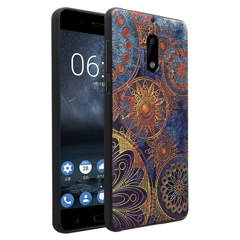 Étui Nokia 6 Incassable Gaufrage Dessin Animé, Coque Nokia 6 Téléphone Portable Silicone