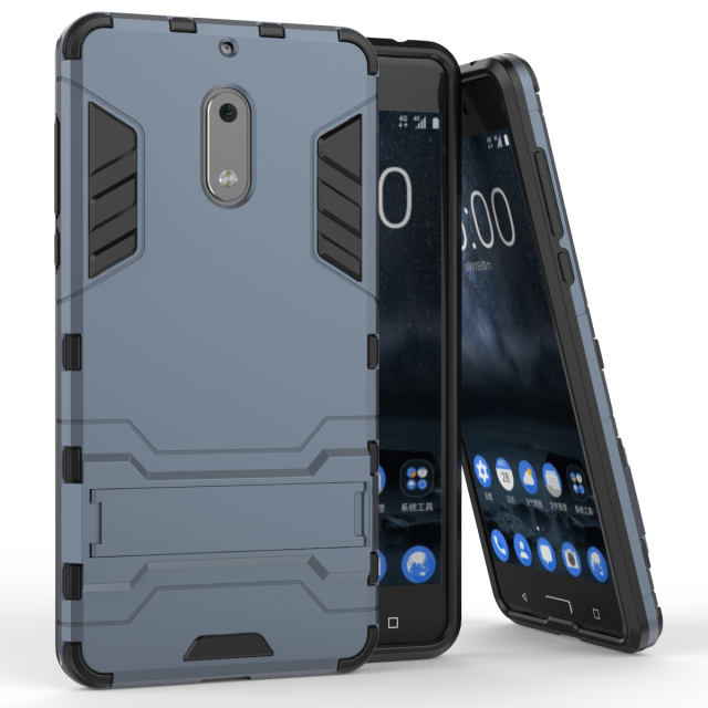 Étui Nokia 6 Incassable Support Tout Compris, Coque Nokia 6 Bleu Téléphone Portable