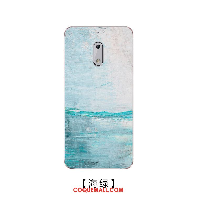 Étui Nokia 6 Simple Vagues Vert, Coque Nokia 6 Beau Grand