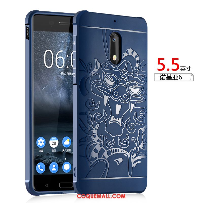 Étui Nokia 6 Téléphone Portable Personnalité Protection, Coque Nokia 6 Bleu Incassable