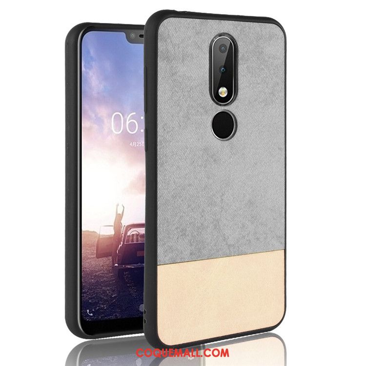 Étui Nokia 7.1 Couture Couleurs Gris Téléphone Portable, Coque Nokia 7.1 Protection Tout Compris