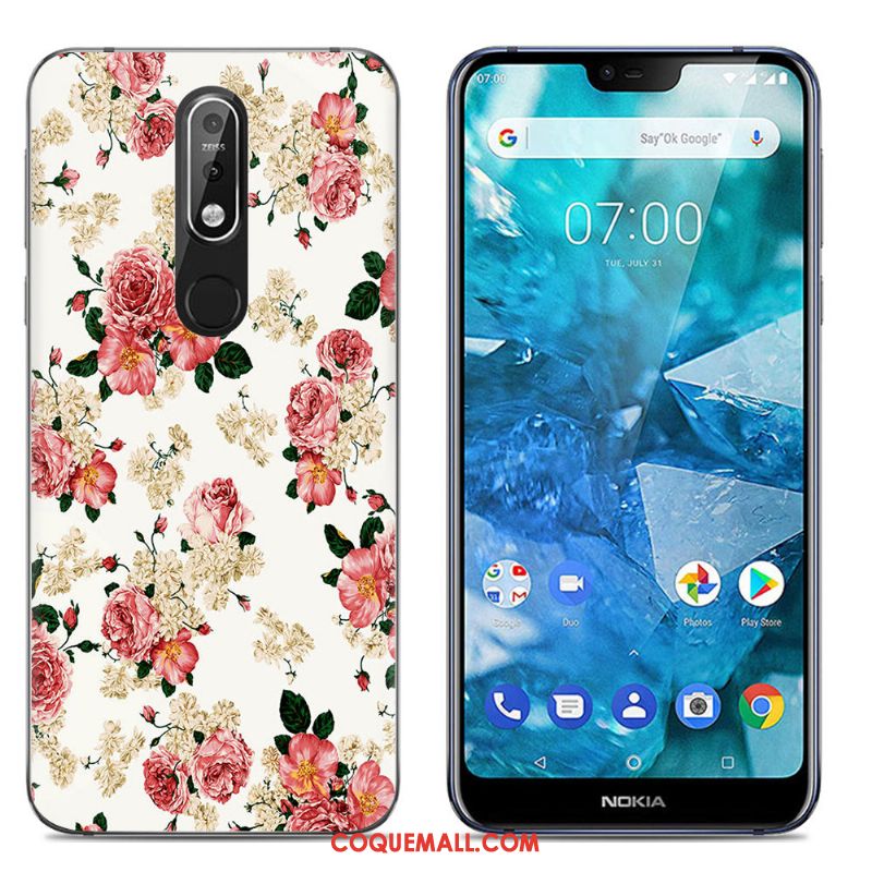 Étui Nokia 7.1 Dessin Animé Tout Compris Bleu Marin, Coque Nokia 7.1 Simple Silicone