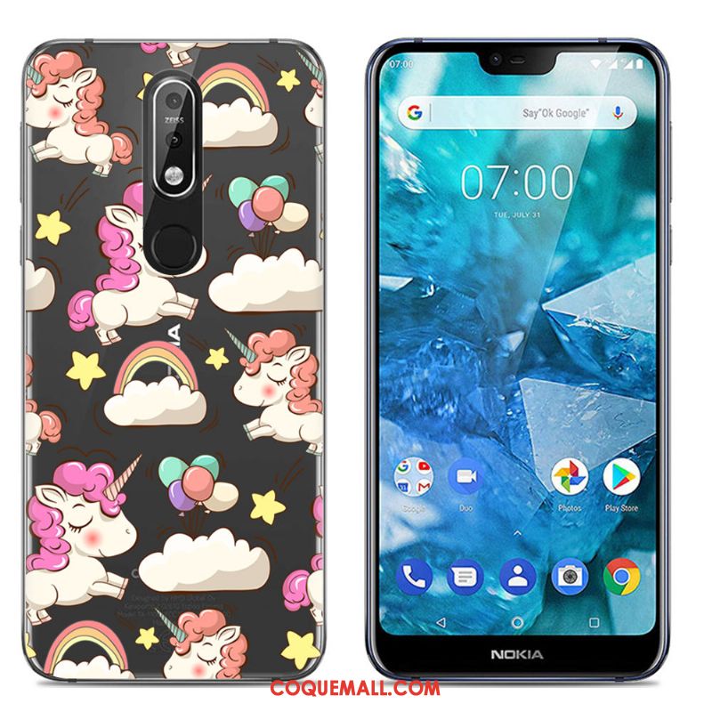 Étui Nokia 7.1 Dessin Animé Tout Compris Bleu Marin, Coque Nokia 7.1 Simple Silicone