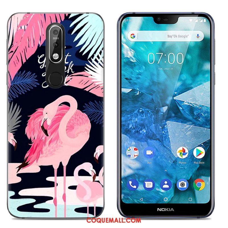 Étui Nokia 7.1 Dessin Animé Tout Compris Bleu Marin, Coque Nokia 7.1 Simple Silicone