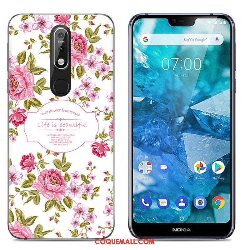 Étui Nokia 7.1 Dessin Animé Tout Compris Bleu Marin, Coque Nokia 7.1 Simple Silicone