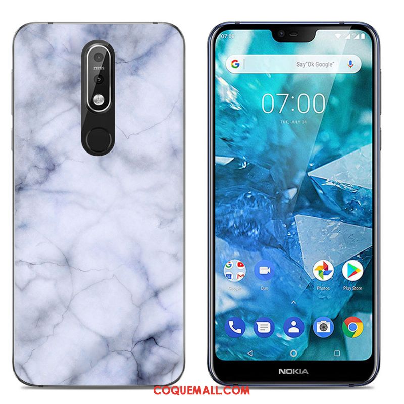 Étui Nokia 7.1 Dessin Animé Tout Compris Bleu Marin, Coque Nokia 7.1 Simple Silicone