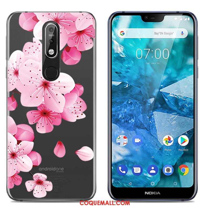 Étui Nokia 7.1 Dessin Animé Tout Compris Bleu Marin, Coque Nokia 7.1 Simple Silicone