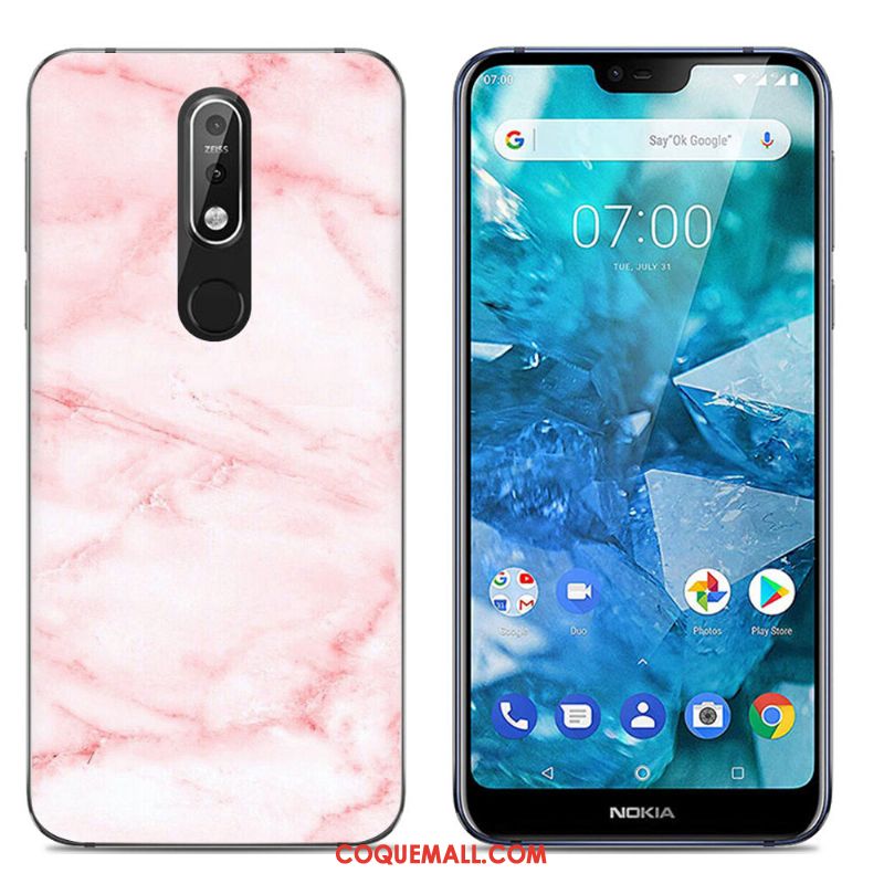 Étui Nokia 7.1 Dessin Animé Tout Compris Bleu Marin, Coque Nokia 7.1 Simple Silicone