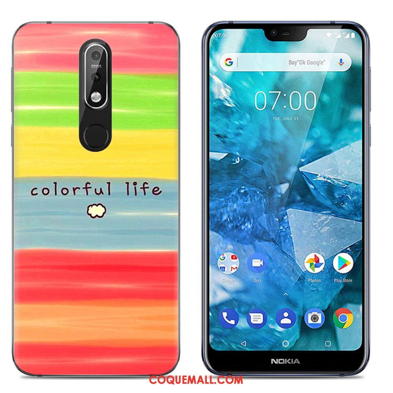 Étui Nokia 7.1 Dessin Animé Tout Compris Bleu Marin, Coque Nokia 7.1 Simple Silicone