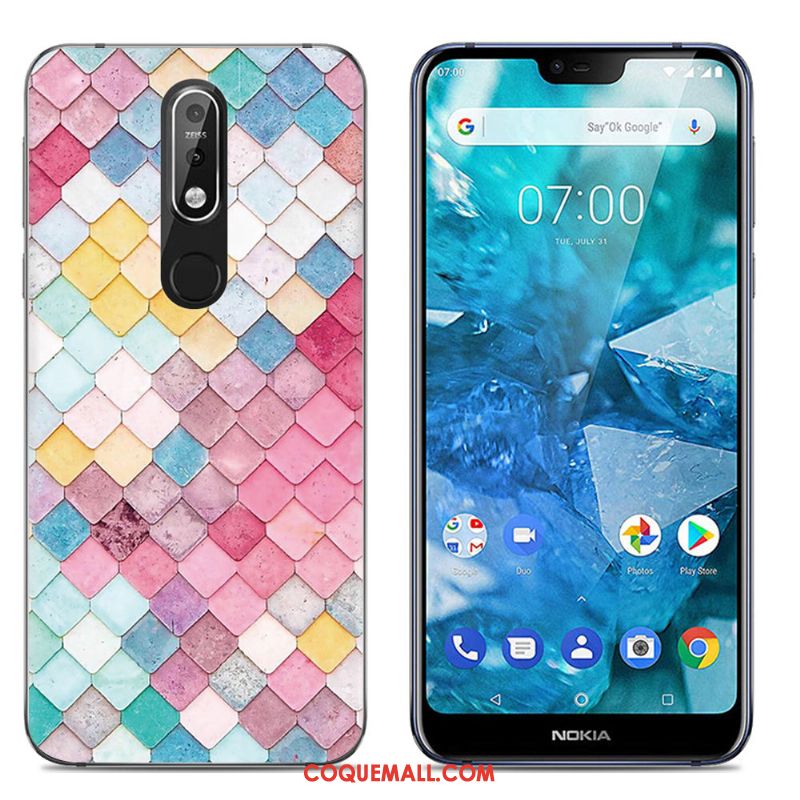 Étui Nokia 7.1 Dessin Animé Tout Compris Bleu Marin, Coque Nokia 7.1 Simple Silicone