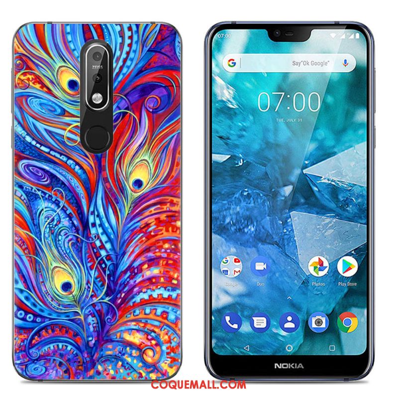 Étui Nokia 7.1 Dessin Animé Tout Compris Bleu Marin, Coque Nokia 7.1 Simple Silicone