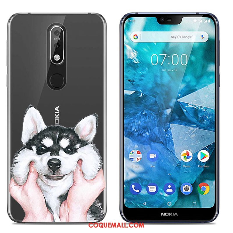 Étui Nokia 7.1 Dessin Animé Tout Compris Bleu Marin, Coque Nokia 7.1 Simple Silicone