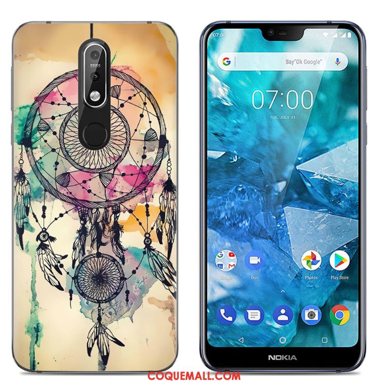 Étui Nokia 7.1 Dessin Animé Tout Compris Bleu Marin, Coque Nokia 7.1 Simple Silicone