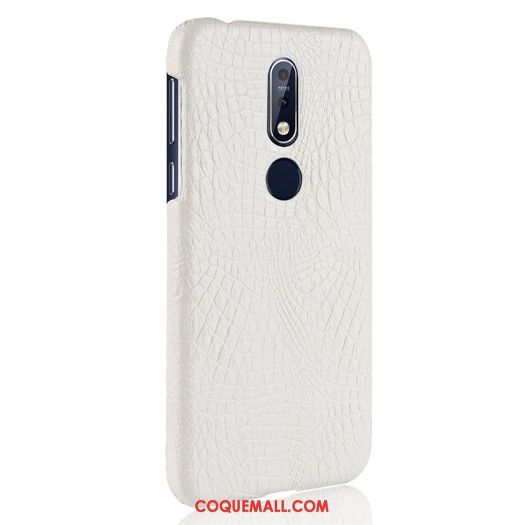 Étui Nokia 7.1 Incassable Difficile Qualité, Coque Nokia 7.1 Crocodile Modèle Cuir Orange