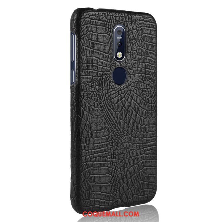 Étui Nokia 7.1 Incassable Difficile Qualité, Coque Nokia 7.1 Crocodile Modèle Cuir Orange