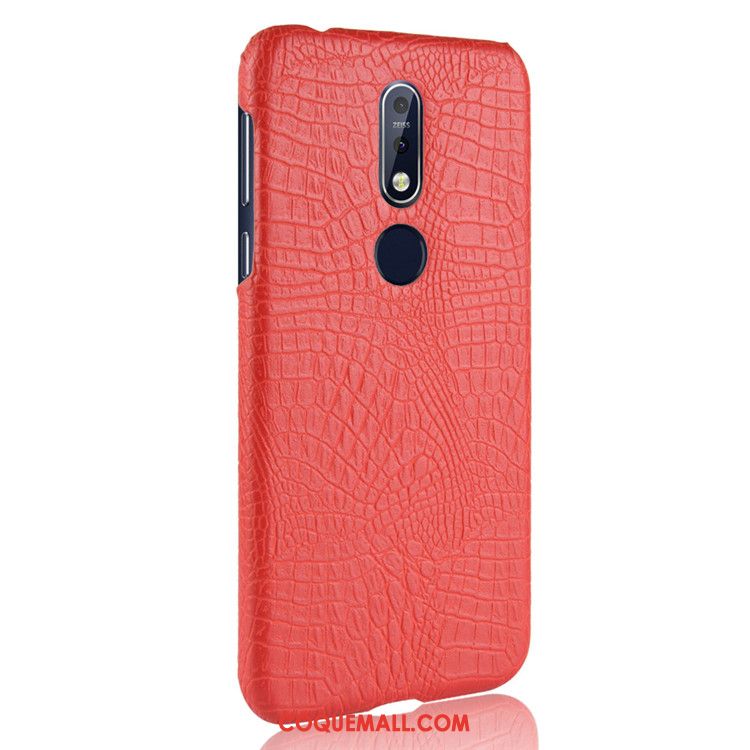 Étui Nokia 7.1 Incassable Difficile Qualité, Coque Nokia 7.1 Crocodile Modèle Cuir Orange