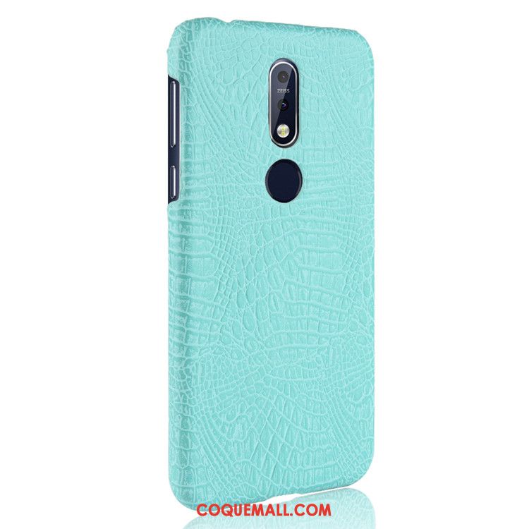 Étui Nokia 7.1 Incassable Difficile Qualité, Coque Nokia 7.1 Crocodile Modèle Cuir Orange