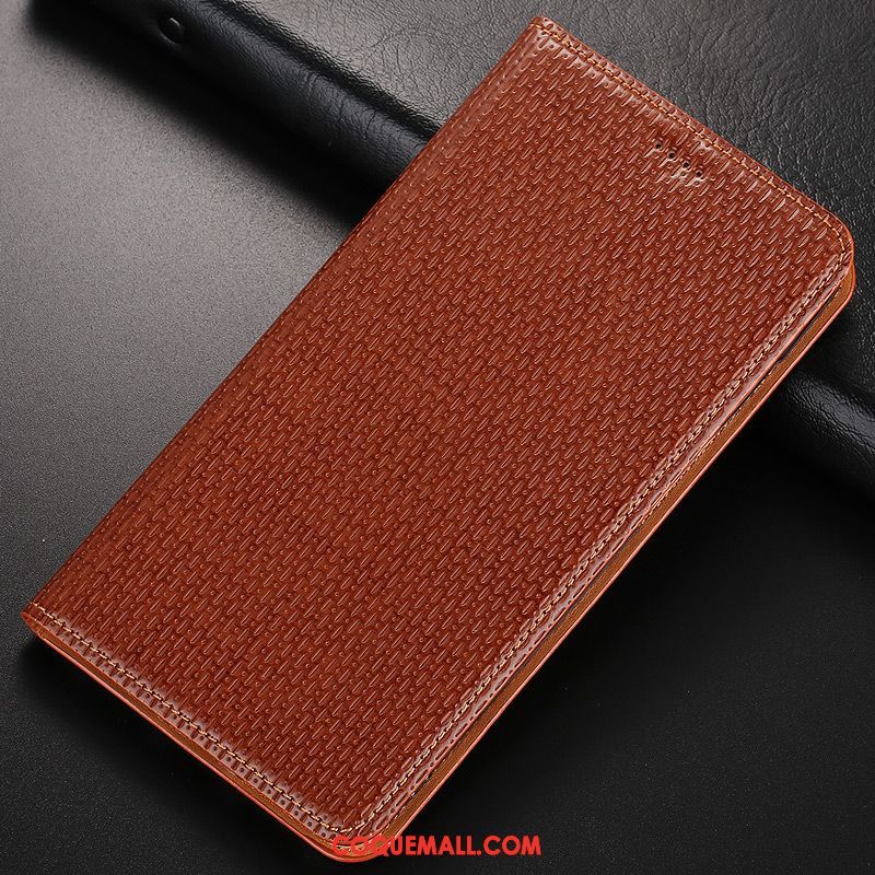 Étui Nokia 7.1 Marron Incassable Cuir Véritable, Coque Nokia 7.1 Protection Téléphone Portable