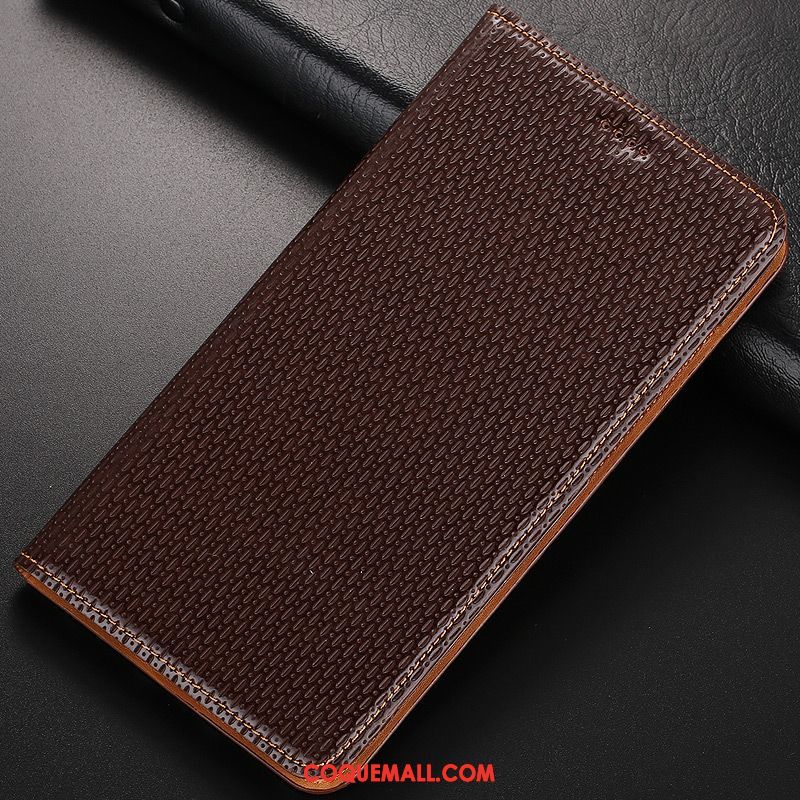 Étui Nokia 7.1 Marron Incassable Cuir Véritable, Coque Nokia 7.1 Protection Téléphone Portable