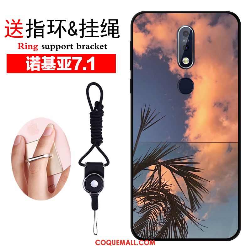 Étui Nokia 7.1 Mode Protection Délavé En Daim, Coque Nokia 7.1 Tendance Créatif