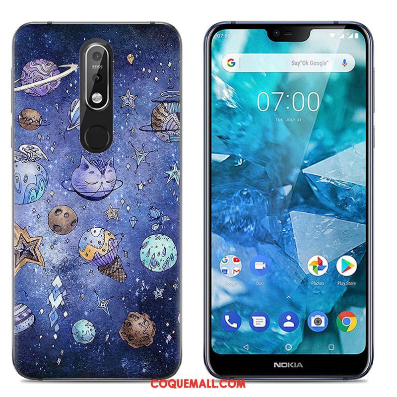 Étui Nokia 7.1 Multicolore Créatif Fluide Doux, Coque Nokia 7.1 Grand Transparent