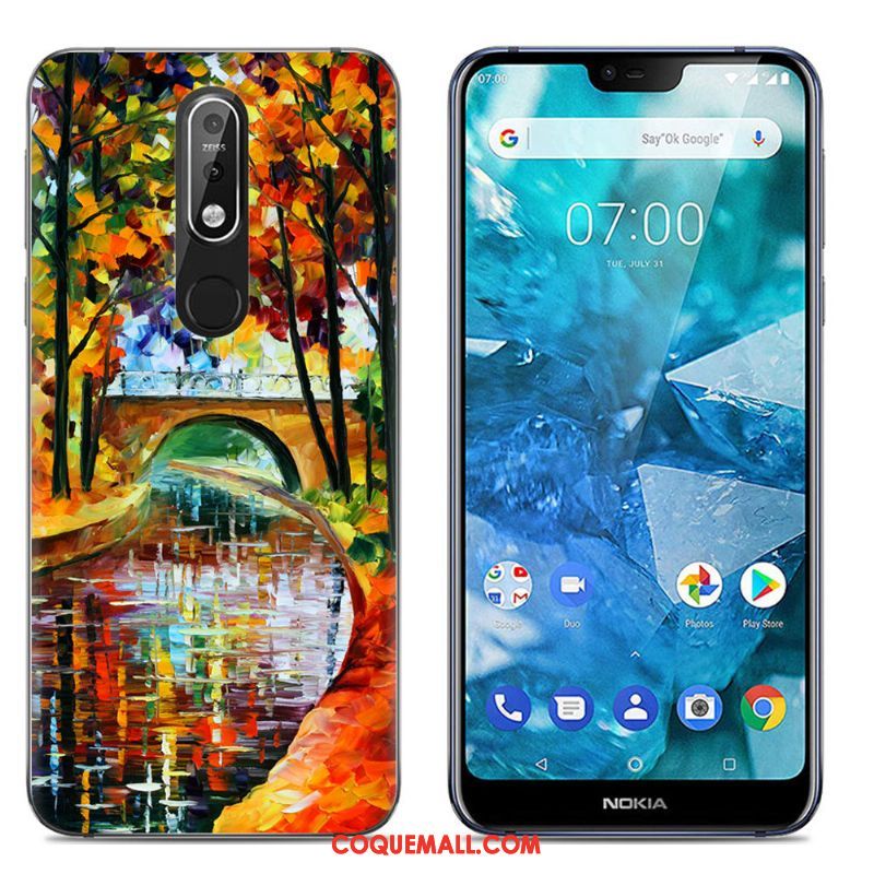 Étui Nokia 7.1 Multicolore Créatif Fluide Doux, Coque Nokia 7.1 Grand Transparent