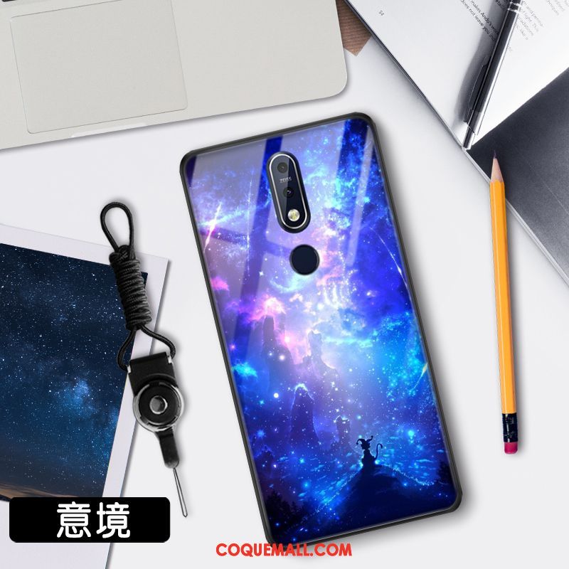 Étui Nokia 7.1 Protection Clair Incassable, Coque Nokia 7.1 Bleu Verre