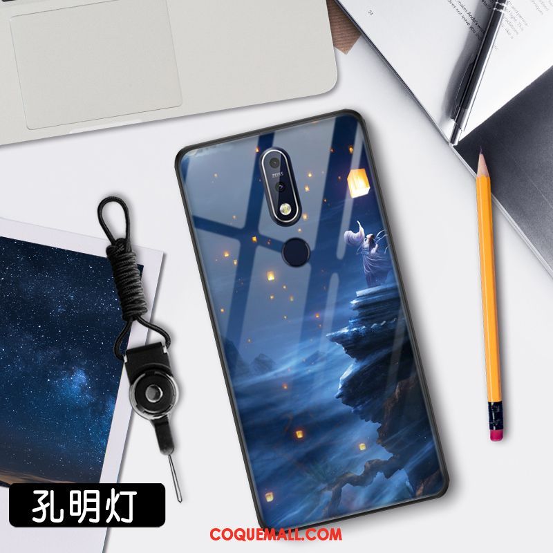 Étui Nokia 7.1 Protection Clair Incassable, Coque Nokia 7.1 Bleu Verre